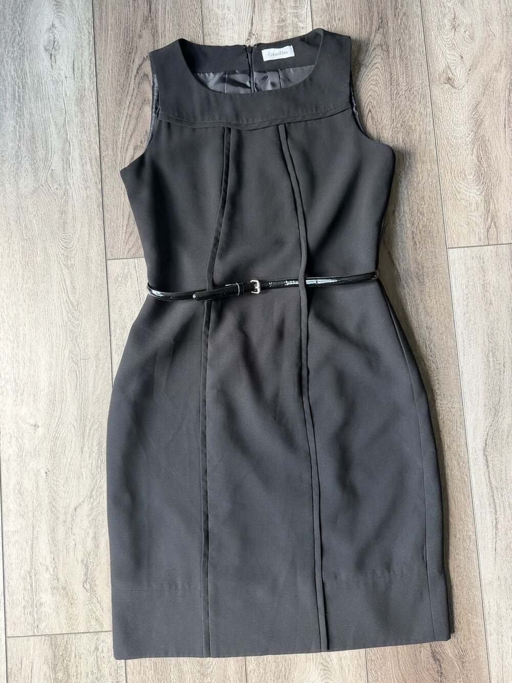 Calvin Klein Women's Black Sleeveless Sheath Dress with Belt
